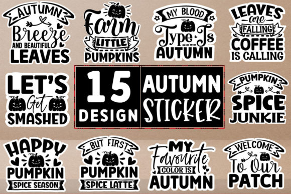Download Autumn Stickers Design Bundle - Autumn stickers design Collection