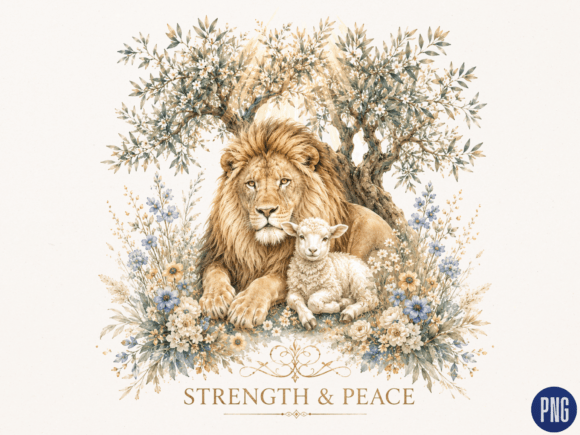 Download Strength and Peace Lion Lamb PNG, Christ - Lion Collection