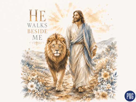 Download He Walks Beside Me PNG, Christian Lion F - Lion Collection